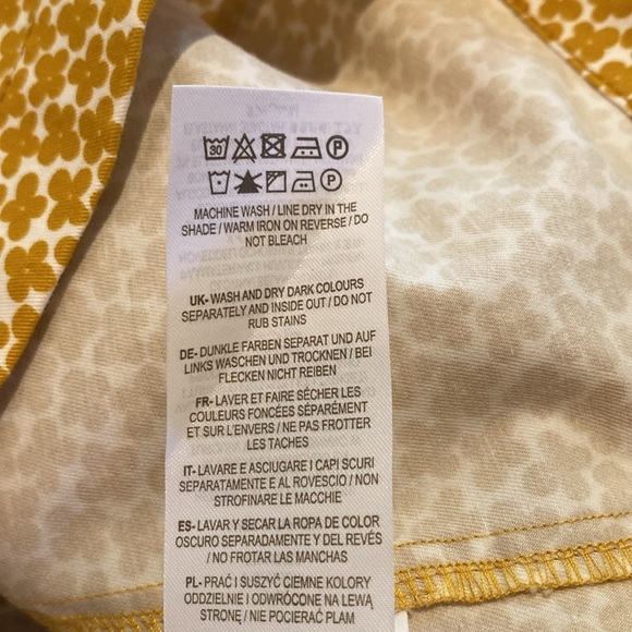 Boden Helena Chino Autumn Gold White Ditsy Floral Print Mini Skirt US 12 LONG - Picture 7 of 10
